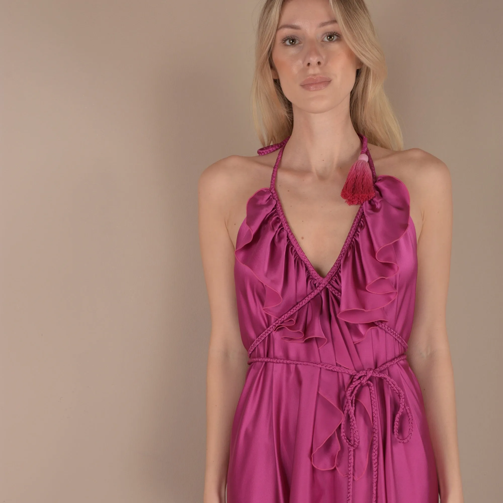 NAF 100 % Silk Dress Fuchsia