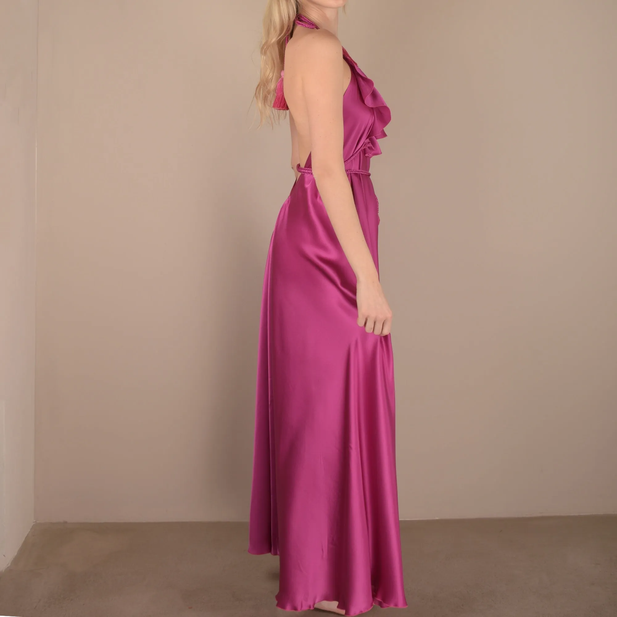 NAF 100 % Silk Dress Fuchsia
