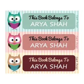 Personalised Thoughtful Owl Waterproof Stickers - Rectangular
