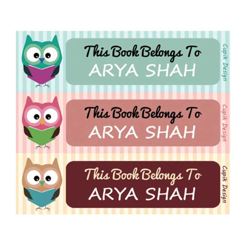 Personalised Thoughtful Owl Waterproof Stickers - Rectangular