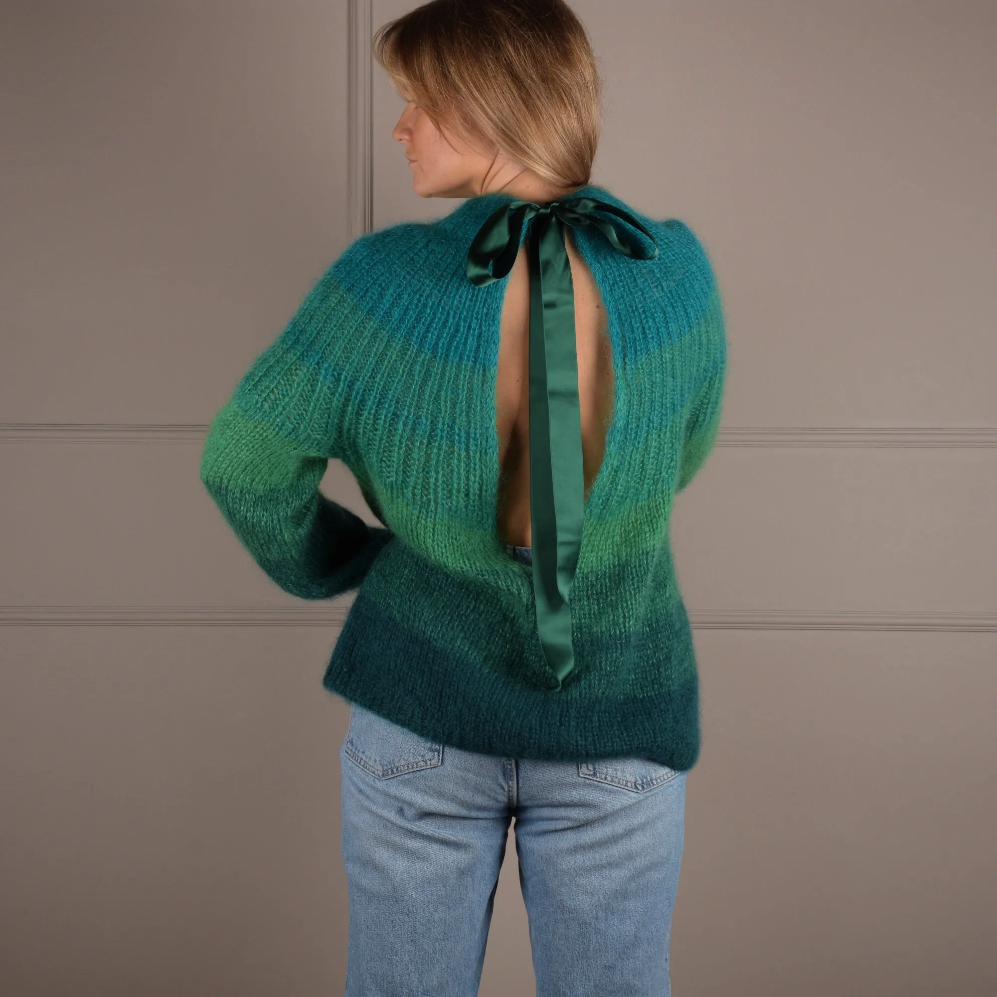 SEA Mohair & Silk Handknitted Deep Ocean Green Pullover