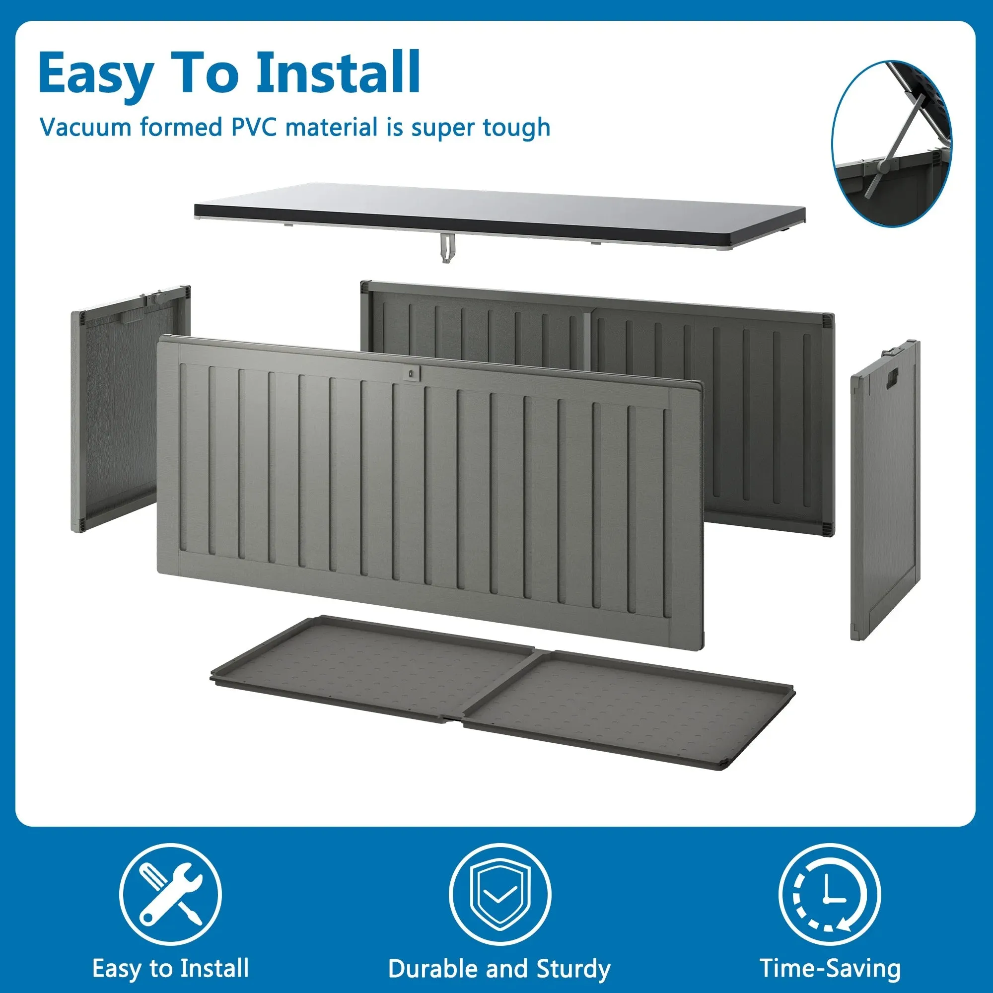 Seizeen Deck Box for Outside, 75GAL Outdoor Storage Box w/Wheels, All-weather Patio Storage for Cushions Toys, Waterproof Resin Deck Box