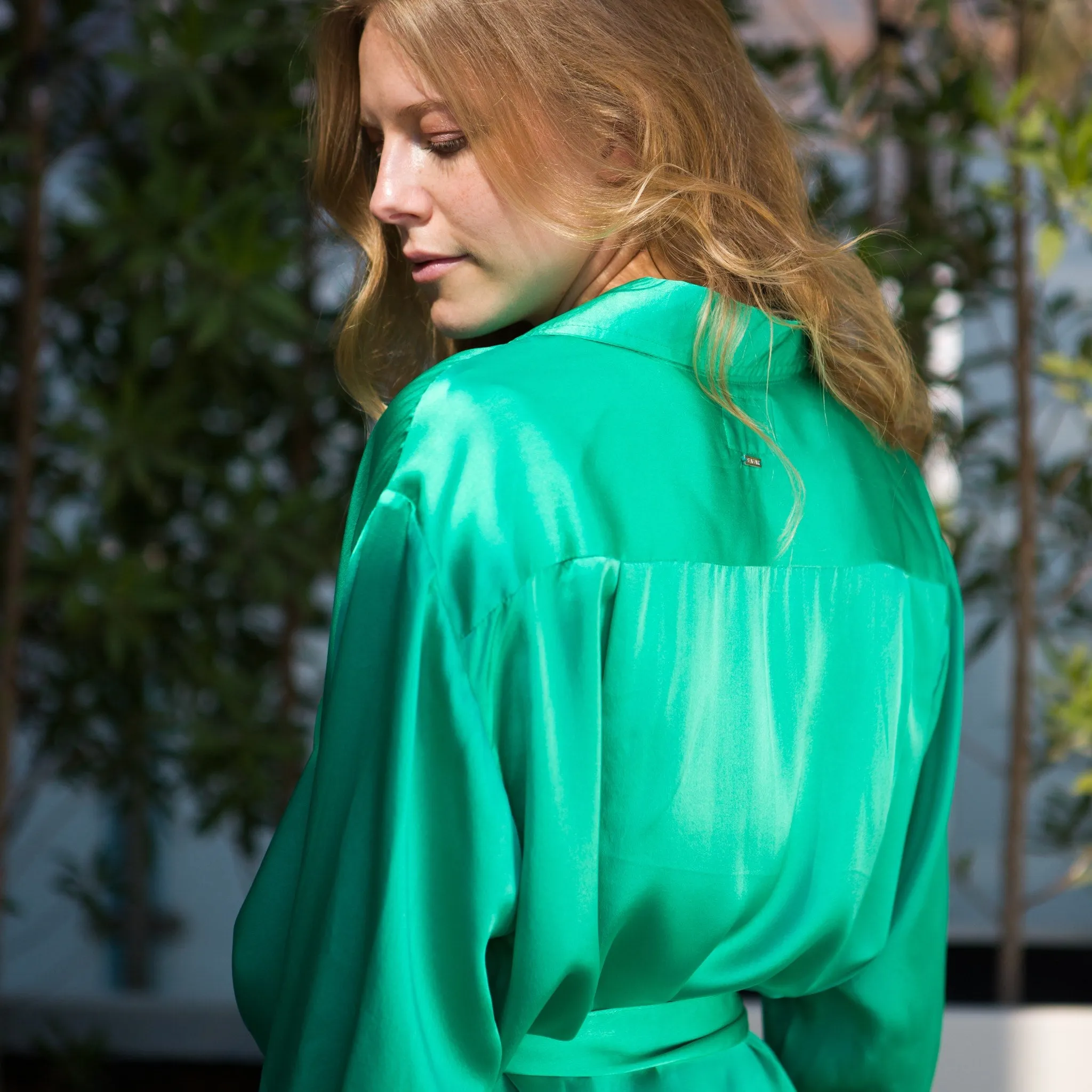 SHIRT Dress Emerald 100% Silk