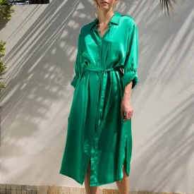 SHIRT Dress Emerald 100% Silk