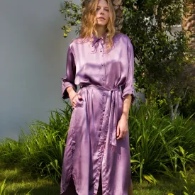 SHIRT Dress Mauve 100% Silk