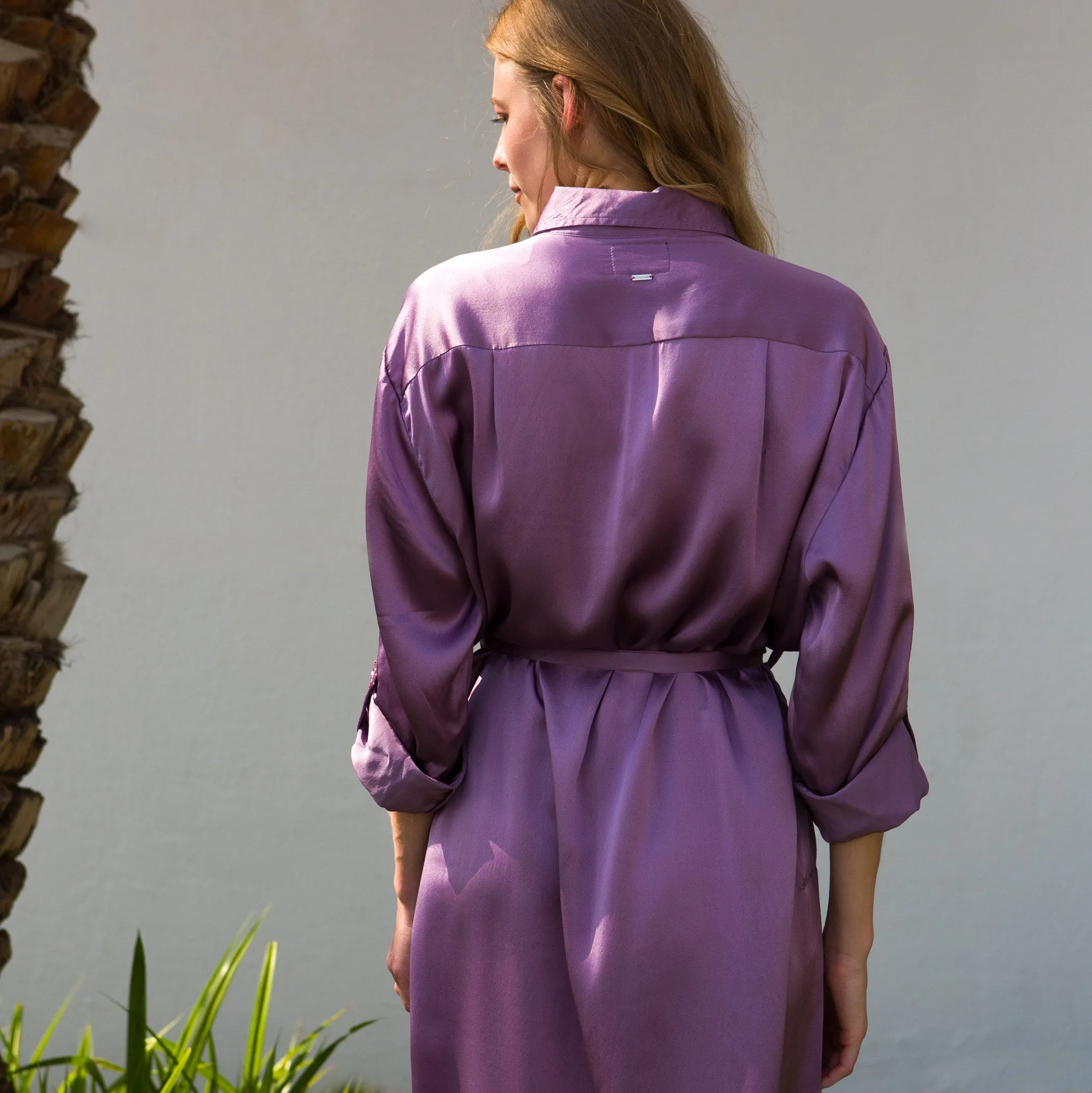 SHIRT Dress Mauve 100% Silk