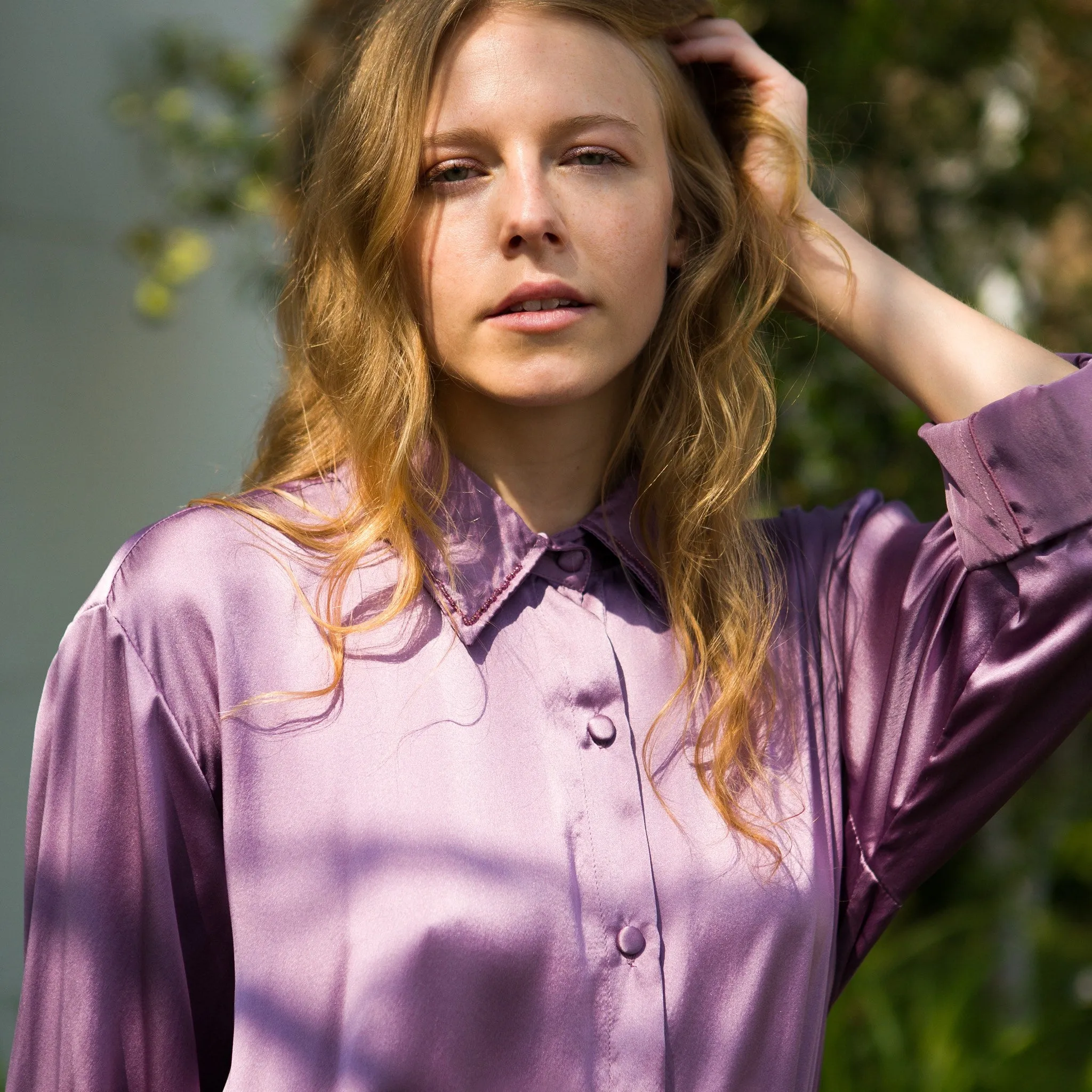 SHIRT Dress Mauve 100% Silk