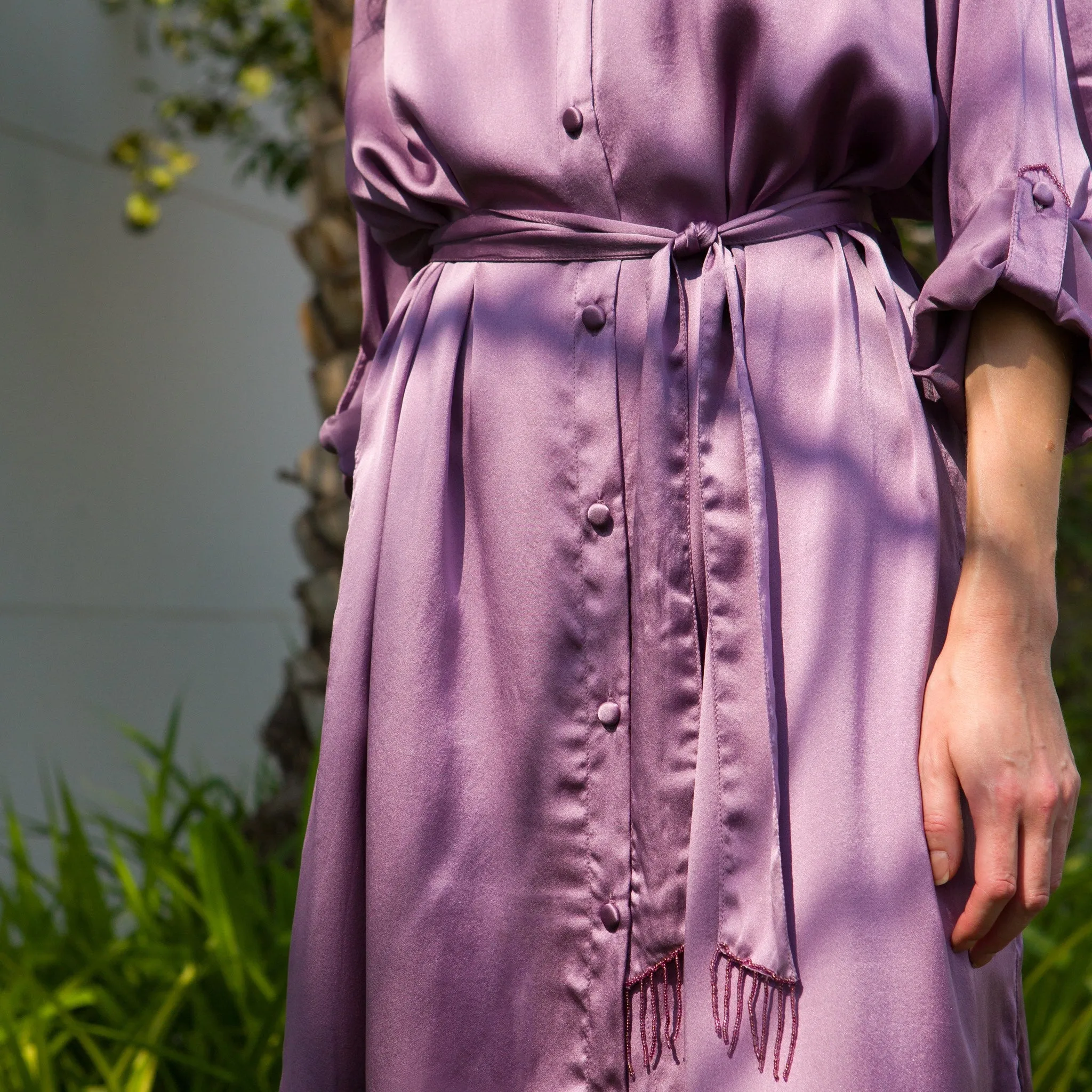 SHIRT Dress Mauve 100% Silk