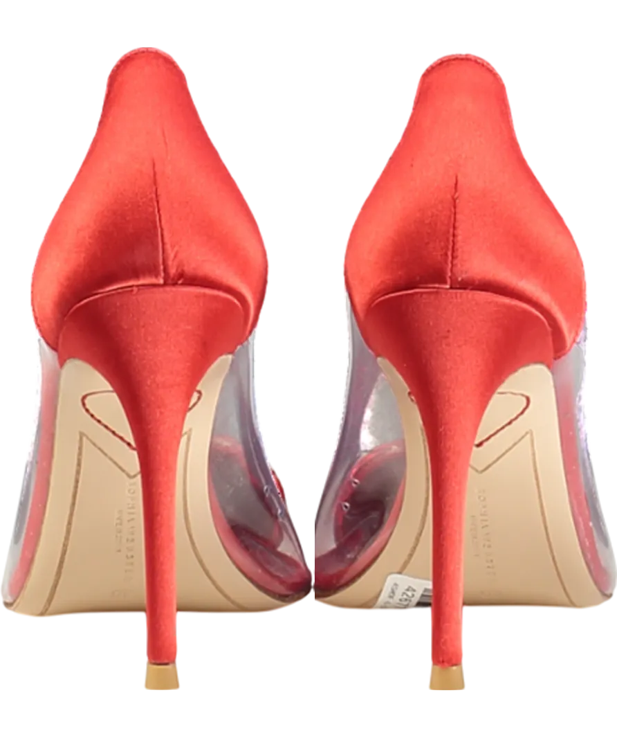 Sophia Webster Red Amora Heart-embellished Leather, Satin And Vinyl Heeled Courts UK 7 EU 40 👠