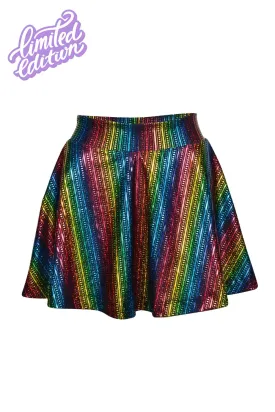 Taste The Rainbow Holographic Skater Miniskirt - Limited Edition