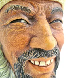 VINTAGE BOSSONS CHALKWARE WALL HANGING HEAD 1966 HIMALAYAN MAN ENGLAND